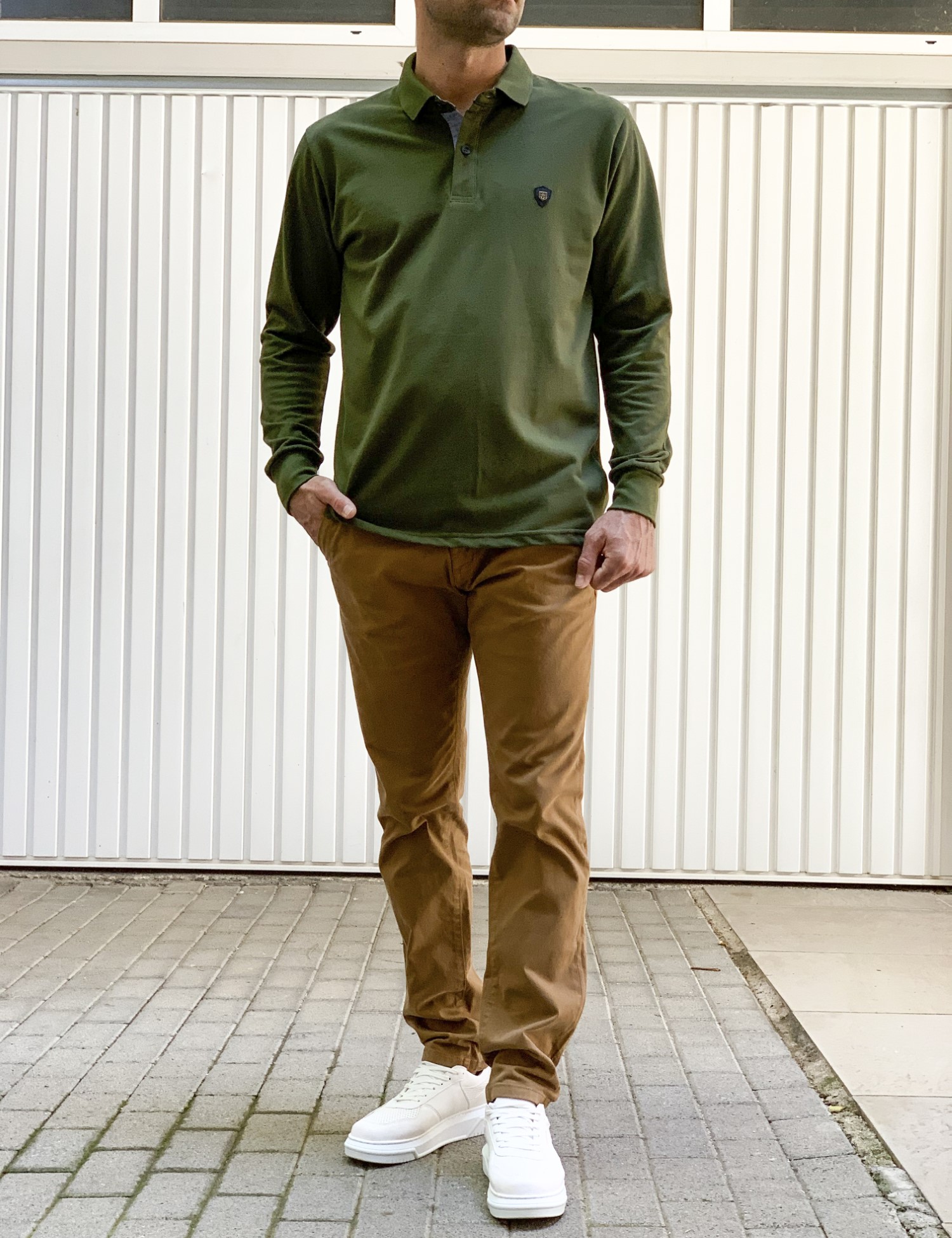 Everbest ανδρική χακί Polo πικέ μπλούζα plus size 241999K φωτογραφία